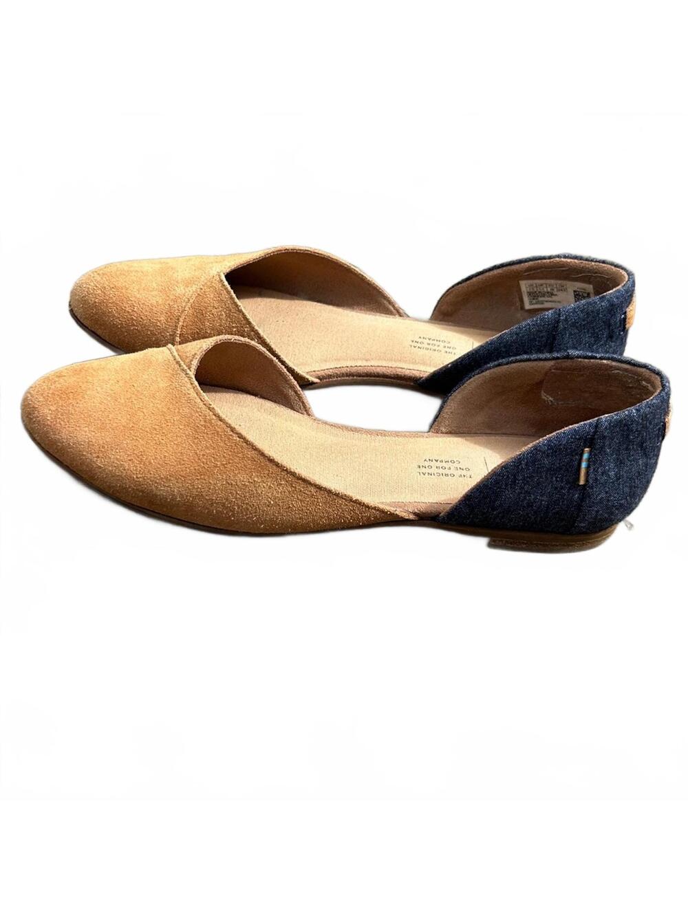 TOMS Jutti D'Orsay Carmel Suede and Blue Denim Heel Flat Shoes | Size 7..5